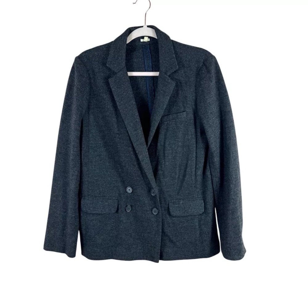J CREW womens size 6 Benny charcoal gray wool double-breasted blazer